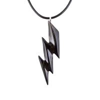 Wooden Lighting Bolt Pendant Necklace, Hand Carved Wood Flash Pendant, Lightning Strike, Thunderbolt Necklace, Storm Chaser Gift