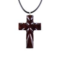 Wood Cross Necklace, Hand Carved Wooden Cross Pendant, Christian Jewelry, One of a Kind Gift for Him Her