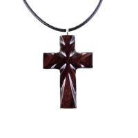 Wood Cross Necklace, Hand Carved Wooden Cross Pendant, Christian Jewelry, One of a Kind Gift for Him Her