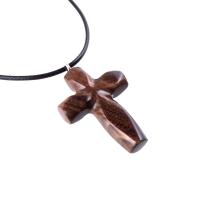 Handmade Wooden Cross Necklace for Men Women, Wood Cross Pendant, Hand Carved Christian Jewelry, One of a Kind Gift for Him Her