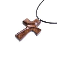 Wooden Cross Necklace, Hand Carved Wood Cross Pendant for Men or Women, Christian Jewelry Gift for Him or Her