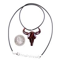Hand Carved Bull Pendant, Wooden Bull Skull Necklace, Bison Necklace, Mens Ox Pendant, Taurus Jewelry Gift for Him