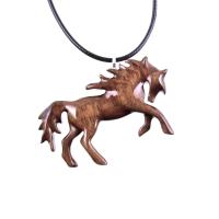Wooden Horse Necklace, Hand Carved Horse Pendant, Wood Animal Necklace, Equestrian Jewelry for Men or Women
