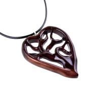 Wooden Tree of Life Pendant, Hand Carved Wood Heart Necklace, 5th Anniversary Gift for Her, Handmade One of a Kind Wood Jewelry