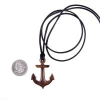 Hand Carved Wooden Anchor Pendant, Mens Wood Necklace, Handmade Nautical Jewelry Gift for Him