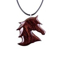 Hand Carved Horse Necklace, Wooden Horse Head Pendant, Equestrian Wood Jewelry for Men Women, Gift for Him Her