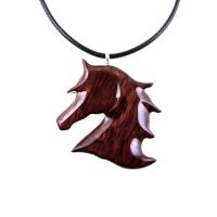 Hand Carved Horse Necklace, Wooden Horse Head Pendant, Equestrian Wood Jewelry for Men Women, Gift for Him Her