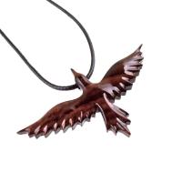Hand Carved Raven Necklace, Wooden Crow Pendant, Wood Bird Pendant, Raven Totem Jewelry for Men or Women
