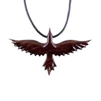 Hand Carved Raven Necklace, Wooden Crow Pendant, Wood Bird Pendant, Raven Totem Jewelry for Men or Women