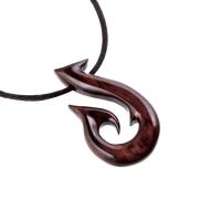 Fish Hook Pendant, Hand Carved Wooden Fish Hook Necklace, Fisherman Jewelry, Mens Wood Necklace, One of a Kind Gift for Him