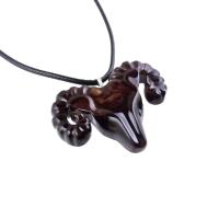 Hand Carved Ram Necklace, Wooden Ram Head Pendant, Mens Wood Necklace, Sheep Pendant, Aries Jewelry, Gift for Him