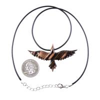 Raven Necklace, Hand Carved Wooden Crow Pendant for Men or Women, Flying Bird Totem Wood Jewelry Gift for Him Her