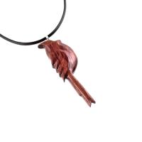 Cardinal Bird Necklace, Wooden Bird Pendant, Hand Carved Songbird Jewelry, One of a Kind Wood Jewelry Gift for Her