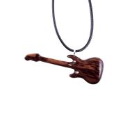 Bass Guitar Pendant, Hand Carved Wooden Electric Guitar Necklace, Musician Rocker Wood Jewelry Gift for Men Women