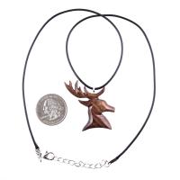 Stag Necklace, Hand Carved Wooden Deer Head Pendant, Buck Necklace, Mens Jewelry, Spirit Animal Totem Woodland Gift for Him