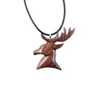 Stag Necklace, Hand Carved Wooden Deer Head Pendant, Buck Necklace, Mens Jewelry, Spirit Animal Totem Woodland Gift for Him