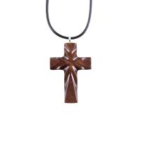 Wood Cross Necklace, Wooden Cross Pendant, Hand Carved Christian Jewelry, One of a Kind Gift for Him Her