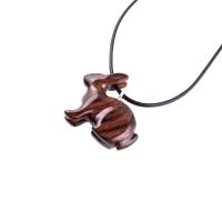 Wooden Rabbit Pendant, Bunny Necklace, Hand Carved Wood Animal Pendant, Spirit Animal Totem Pet Jewelry