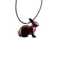 Wooden Rabbit Pendant, Bunny Necklace, Hand Carved Wood Animal Pendant, Spirit Animal Totem Pet Jewelry