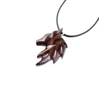 Fox Necklace for Men Women, Hand Carved Wooden Animal Pendant, Vixen Totem One-of-a-Kind Wood Jewelry