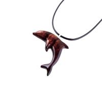 Wooden Dolphin Pendant, Hand Carved Dolphin Necklace, Sea Animal Necklace, Nautical Wood Jewelry for Men or Women