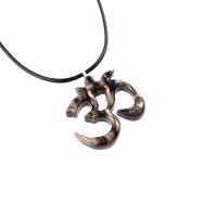 Hand Carved Om Pendant for Men or Women, Wooden Ohm Necklace, Yoga Gift for Him or Her, Aum Wood Jewelry