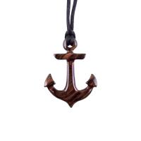 Anchor Necklace, Hand Carved Wooden Anchor Pendant, Mens Wood Necklace, Handmade Nautical Jewelry, Gift for Him