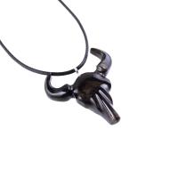Bull Skull Necklace, Hand Carved Wooden Buffalo Head Pendant, Mens Wood Necklace, Ox Cowboy Pendant, Taurus Jewelry