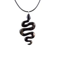 Hand Carved Wooden Snake Pendant, Snake Necklace for Men or Women, Spirit Animal Totem Reptile Wood Jewelry