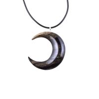 Hand Carved Moon Necklace, Wooden Crescent Moon Pendant, Wood Celestial Necklace, Pagan Lunar Jewelry for Men or Women