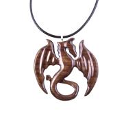 Dragon Pendant, Hand Carved Wooden Dragon Necklace, One of a Kind Handmade Wood Jewelry Gift for Men Women