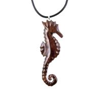 Wooden Seahorse Pendant, Hand Carved Seahorse Necklace for Men Women, Nautical Wood Jewelry, Sea Animal Beach Jewelry