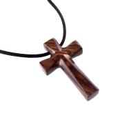 Wooden Cross Necklace, Wood Cross Pendant, Hand Carved Christian Jewelry for Men, One of a Kind Gift for Him