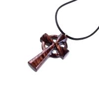 Wooden Celtic Cross Pendant, Hand Carved Celtic Cross Necklace, Wood Cross Necklace Gift for Him, Irish Christian Jewelry