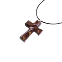 Wood Cross Necklace, Hand Carved Wooden Cross Pendant for Men Women, Handmade Christian Jewelry Gift for Him Her
