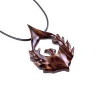 Phoenix Necklace for Men or Women, Hand Carved Wooden Phoenix Rising Pendant, Wood Firebird Necklace, Inspirational Jewelry Gift for Him Her