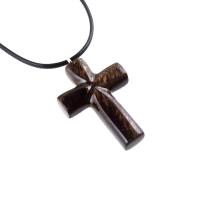 Wood Cross Necklace, Hand Carved Wooden Cross Pendant, One of a Kind Handmade Christian Jewelry for Men or Women