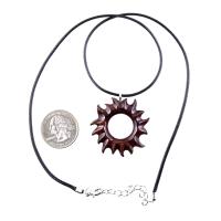 Hand Carved Sun Necklace, Wooden Sun Pendant, Celestial Necklace, Sunburst Pendant, Solar Eclipse Wood Jewelry