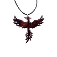 Hand Carved Phoenix Necklace, Wooden Rising Phoenix Pendant for Men or Women, Wood Firebird Necklace, Fantasy Inspirational Jewelry
