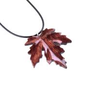 Maple Leaf Necklace, Hand Carved Wooden Leaf Pendant, Woodland Necklace, One of a Kind Wood Jewelry, Gift for Her or Him