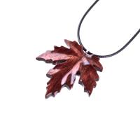 Maple Leaf Necklace, Hand Carved Wooden Leaf Pendant, Woodland Necklace, One of a Kind Wood Jewelry, Gift for Her or Him
