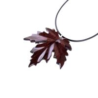Hand Carved Wooden Leaf Pendant, Maple Leaf Necklace, Woodland Jewelry for Men or Women, Wood Jewelry Gift for Him Her