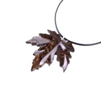 Hand Carved Maple Leaf Necklace, Wooden Leaf Pendant, Wood Necklace, Woodland Jewelry, One of a Kind Gift for Her Him