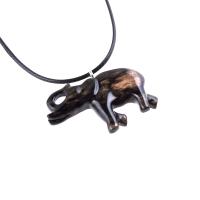 Lucky Elephant Pendant, Hand Carved Trunk Up Wooden Elephant Necklace for Men or Women, Spiritual Animal Wood Jewelry, Gift for Him Her