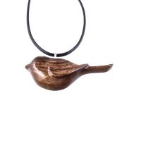 Chickadee Necklace, Hand Carved Wooden Bird Pendant, Wood Bird Jewelry, One of a Kind Gift for Her