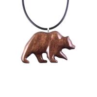 Hand Carved Wooden Bear Pendant, Grizzly Bear Necklace, Totem Spirit Animal Woodland Jewelry for Men or Women