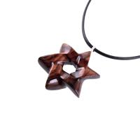 Star of David Pendant, Hand Carved Wooden Jewish Star Necklace for Men or Women, Wood Jewelry