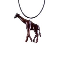 Giraffe Necklace, Hand Carved Wooden Giraffe Pendant, African Wildlife Wood Jewelry for Men Women, Gift for Him Her