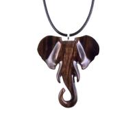 Elephant Pendant, Hand Carved Wooden Elephant Necklace for Men Women, Ganesha Spiritual Animal Jewelry, One of a Kind Gift