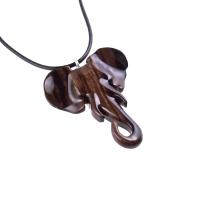 Elephant Pendant, Hand Carved Wooden Elephant Necklace for Men Women, Ganesha Spiritual Animal Jewelry, One of a Kind Gift